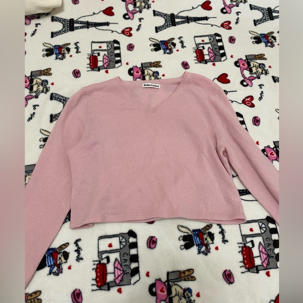 Reformation Cashmere V-Neck in Pink Size XS